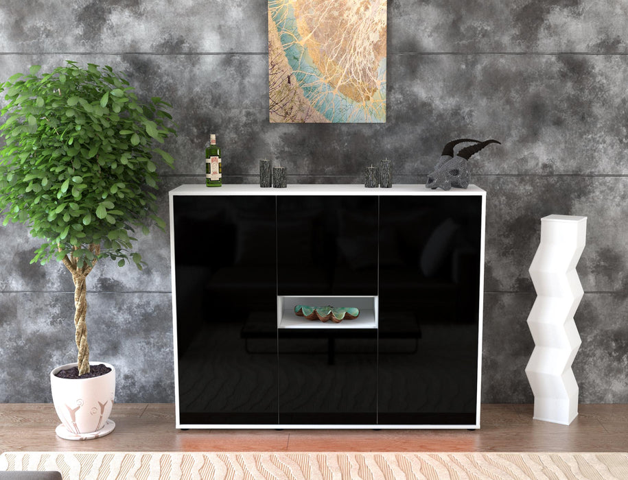 Highboard Maila, Schwarz Front (136x108x35cm) - Dekati GmbH