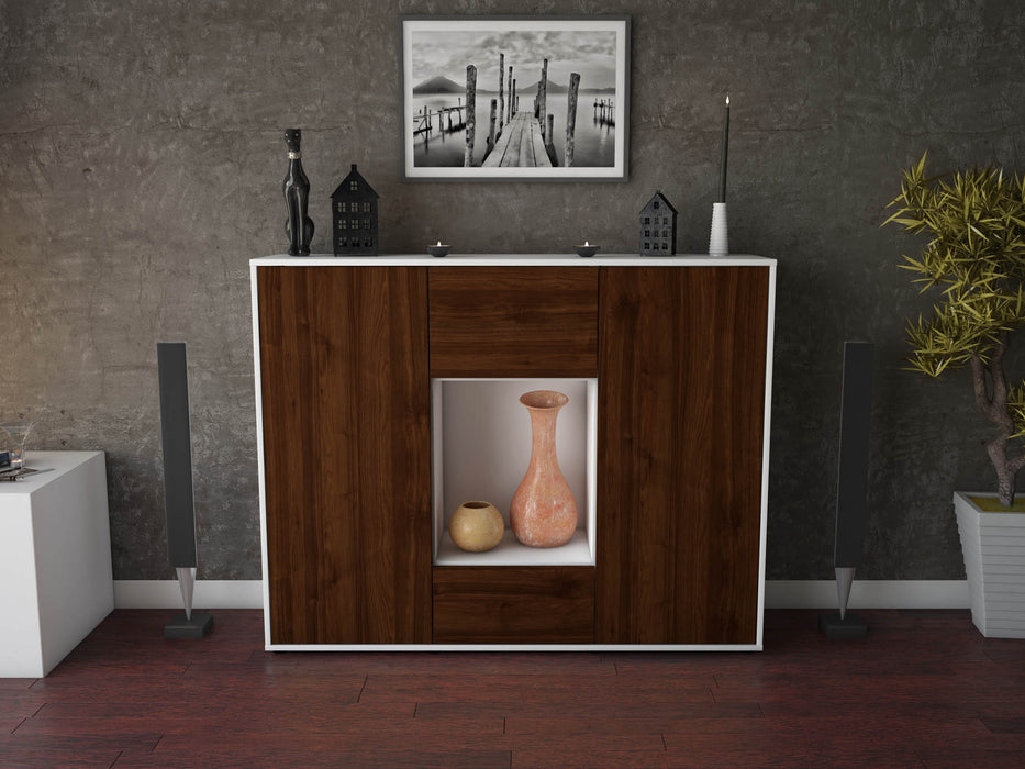 Highboard Manuela, Walnuss Front (136x108x35cm) - Dekati GmbH