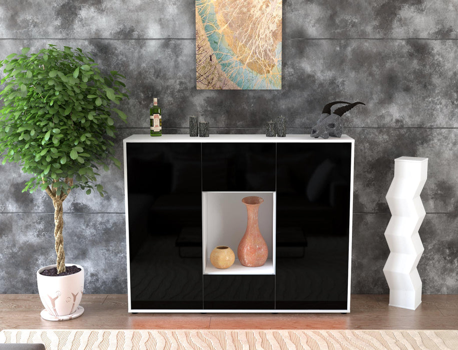 Highboard Manuela, Schwarz Front (136x108x35cm) - Dekati GmbH