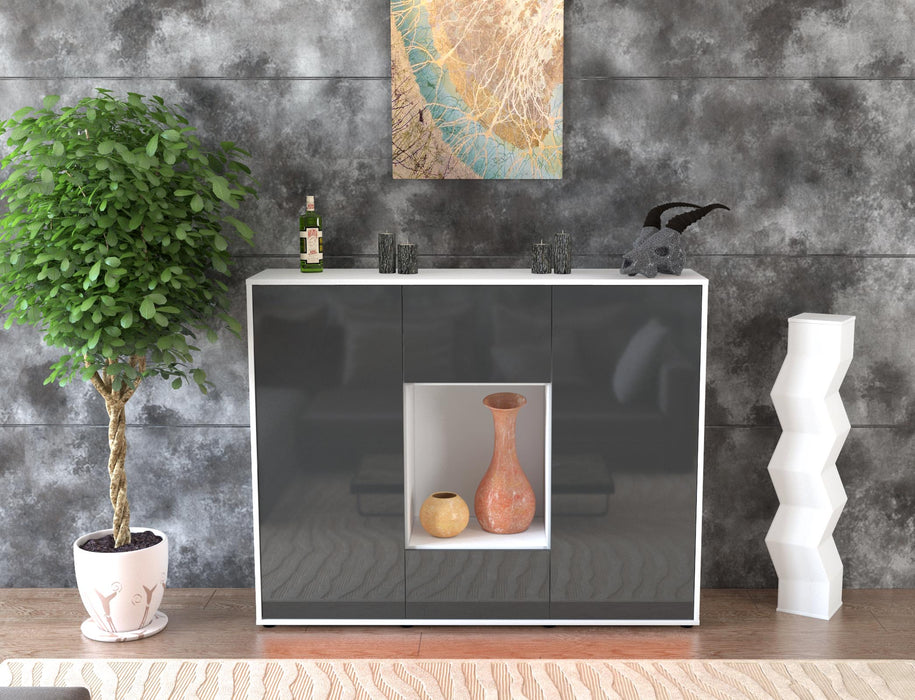 Highboard Manuela, Grau Front (136x108x35cm) - Dekati GmbH