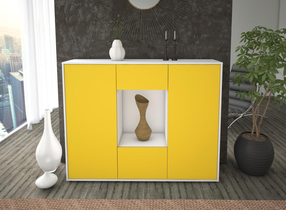 Highboard Mara, Gelb Front (136x108x35cm) - Dekati GmbH