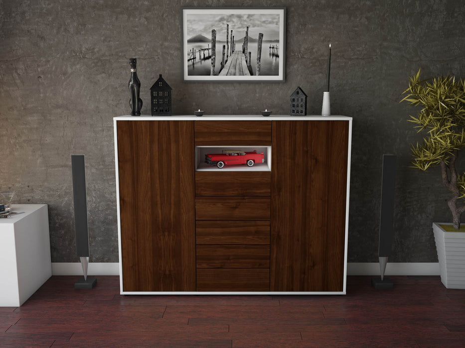 Highboard Maria, Walnuss Front (136x108x35cm) - Dekati GmbH