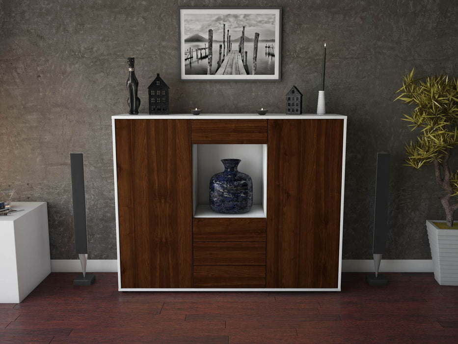 Highboard Mariella, Walnuss Front (136x108x35cm) - Dekati GmbH