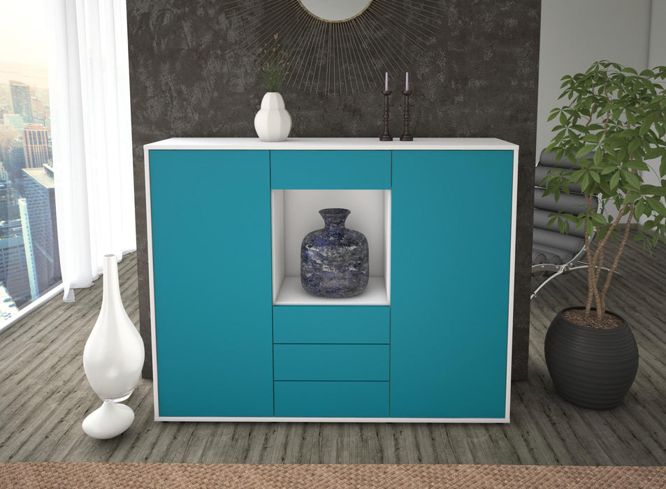 Highboard Mariella, Türkis Front (136x108x35cm) - Dekati GmbH