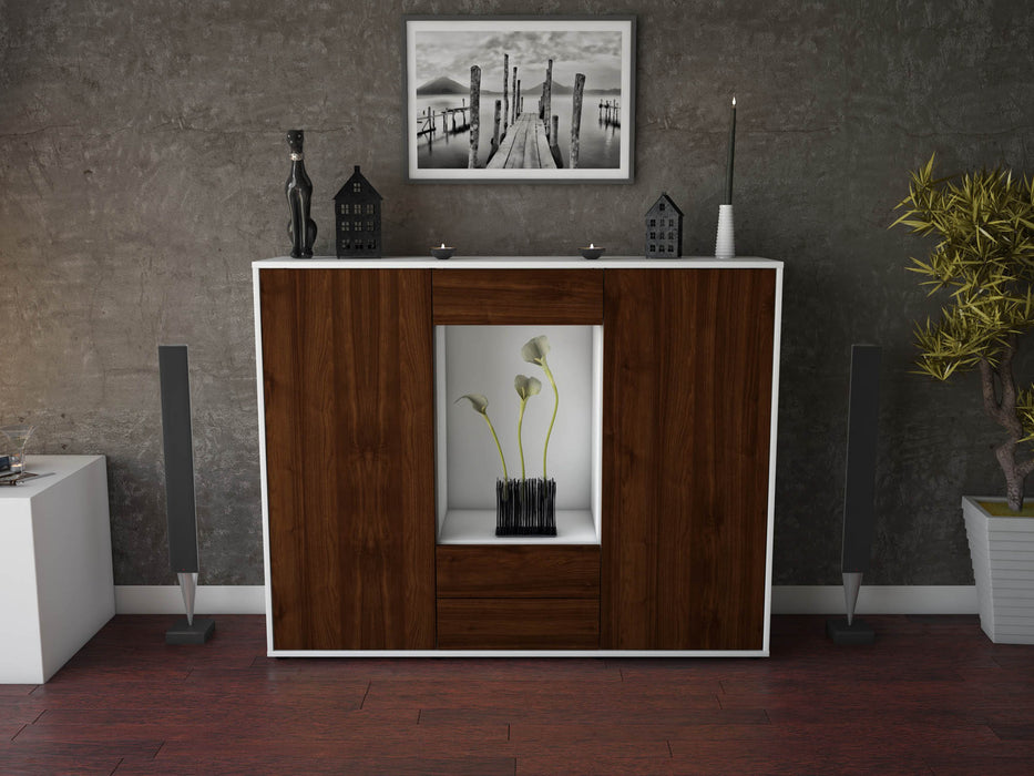 Highboard Marilena, Walnuss Front (136x108x35cm) - Dekati GmbH