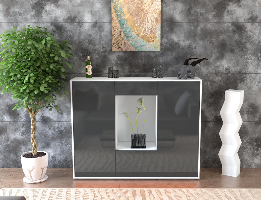 Highboard Marilena, Grau Front (136x108x35cm) - Dekati GmbH