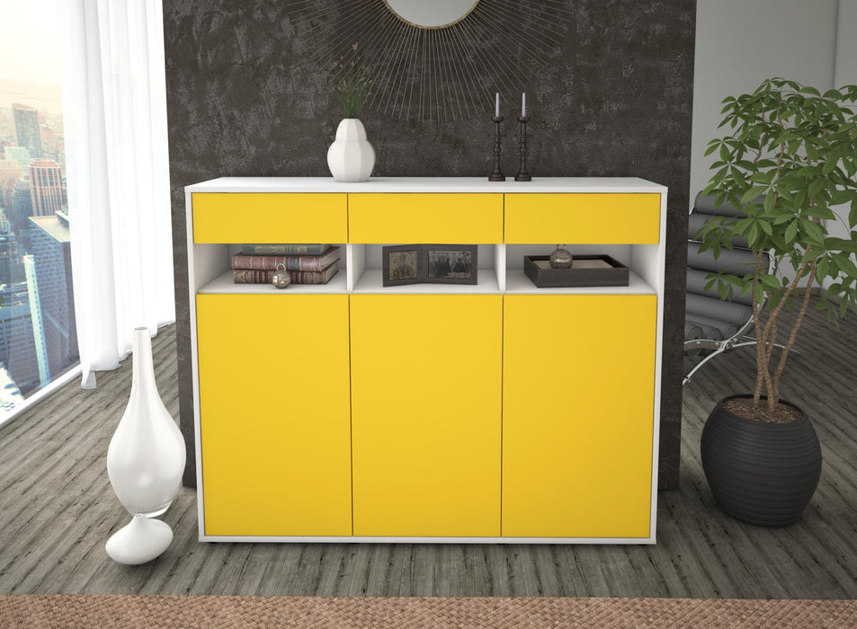 Highboard Marlene, Gelb Front (136x108x35cm) - Dekati GmbH