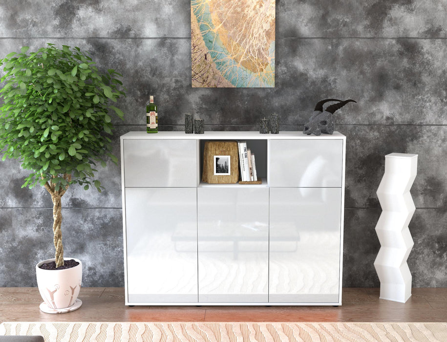 Highboard Melanie, Weiß Front (136x108x35cm) - Dekati GmbH