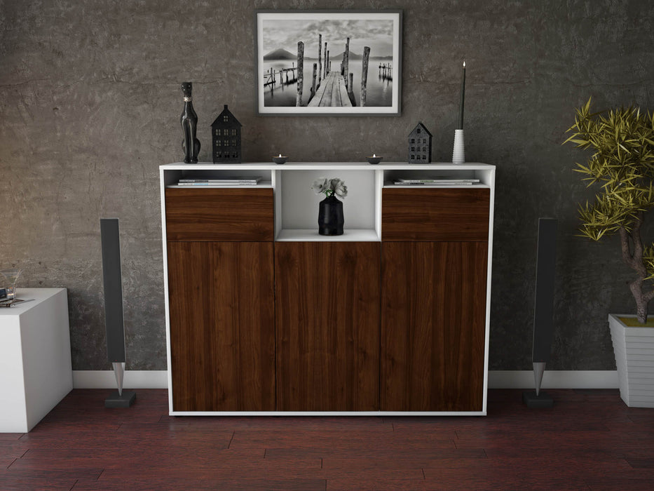 Highboard Melena, Walnuss Front (136x108x35cm) - Dekati GmbH