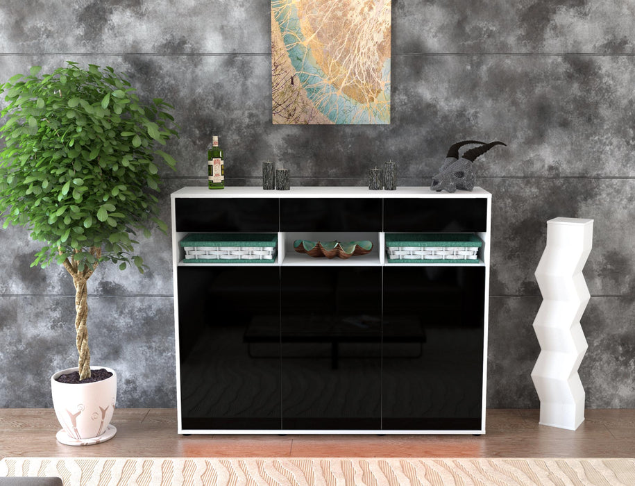 Highboard Michaela, Schwarz Front (136x108x35cm) - Dekati GmbH