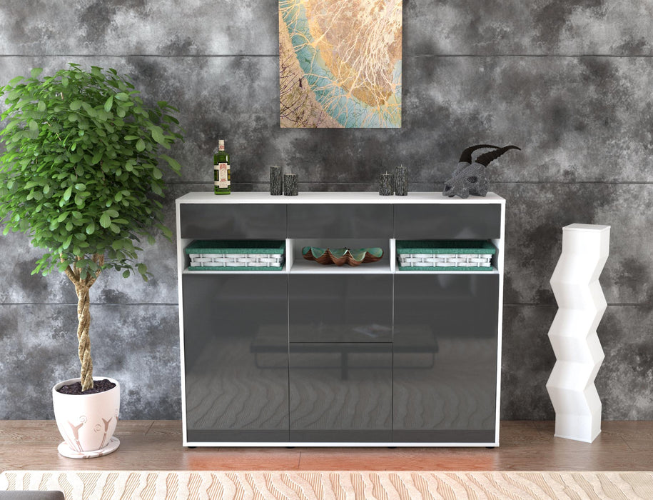 Highboard Michaela, Grau Front (136x108x35cm) - Dekati GmbH