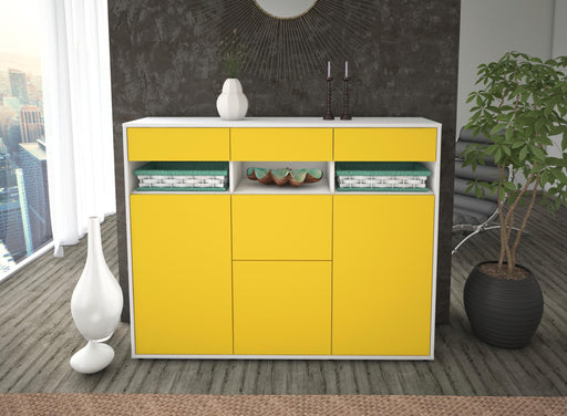 Highboard Michaela, Gelb Front (136x108x35cm) - Dekati GmbH