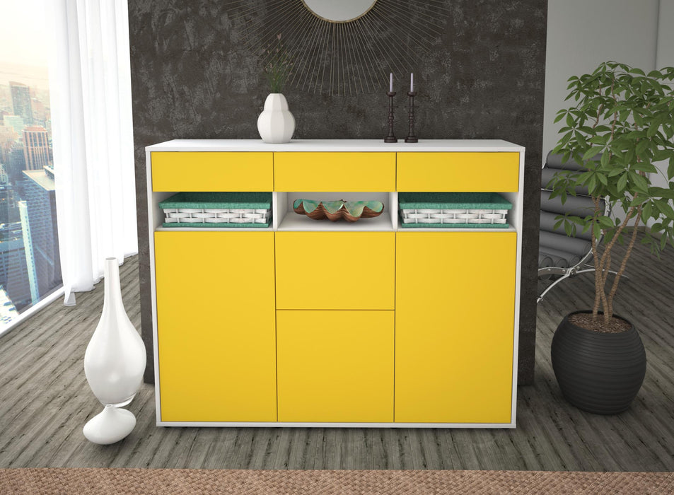 Highboard Michaela, Gelb Front (136x108x35cm) - Dekati GmbH