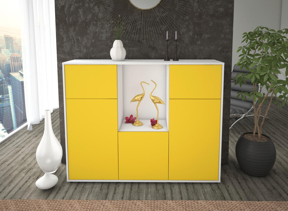 Highboard Michelle, Gelb Front (136x108x35cm) - Dekati GmbH