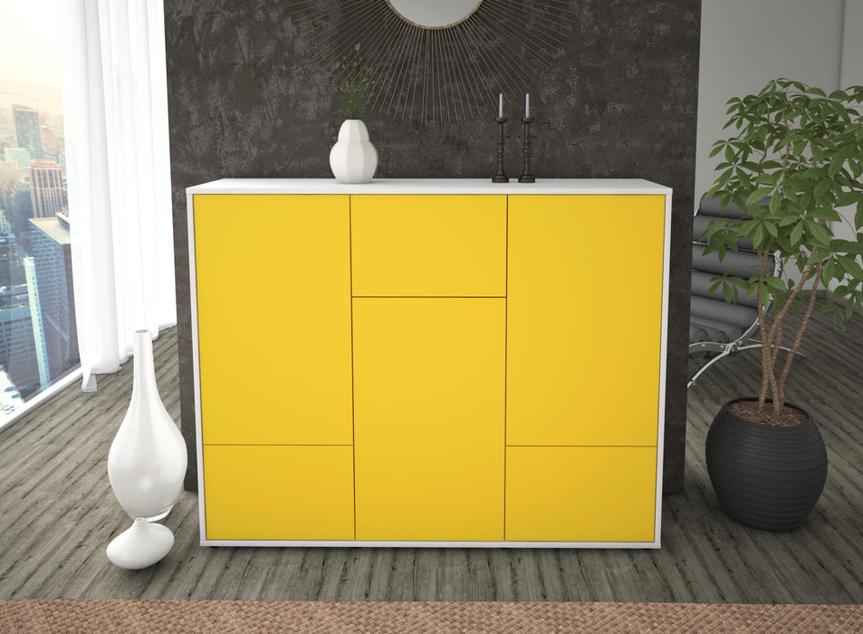 Highboard Mira, Gelb Front (136x108x35cm) - Dekati GmbH