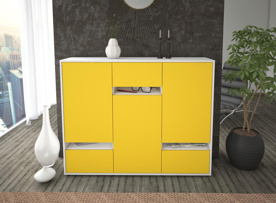 Highboard Mirella, Gelb Front (136x108x35cm) - Dekati GmbH