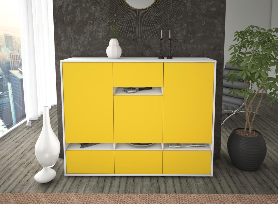 Highboard Mona, Gelb Front (136x108x35cm) - Dekati GmbH