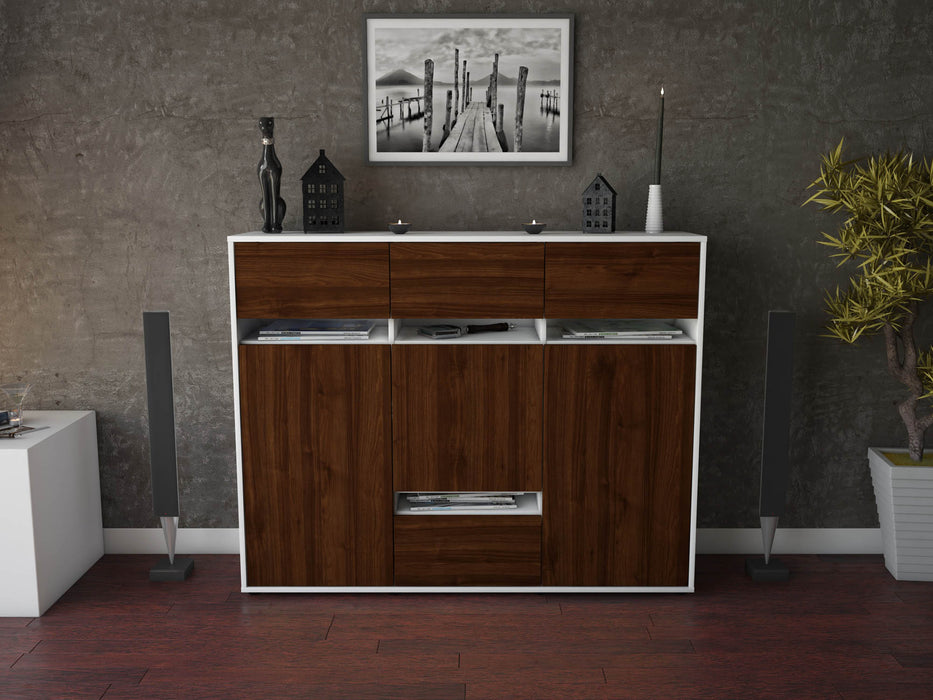 Highboard Monia, Walnuss Front (136x108x35cm) - Dekati GmbH