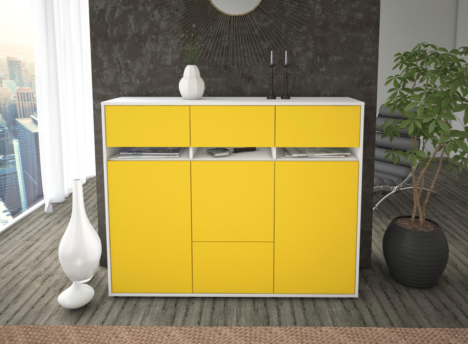 Highboard Monja, Gelb Front (136x108x35cm) - Dekati GmbH