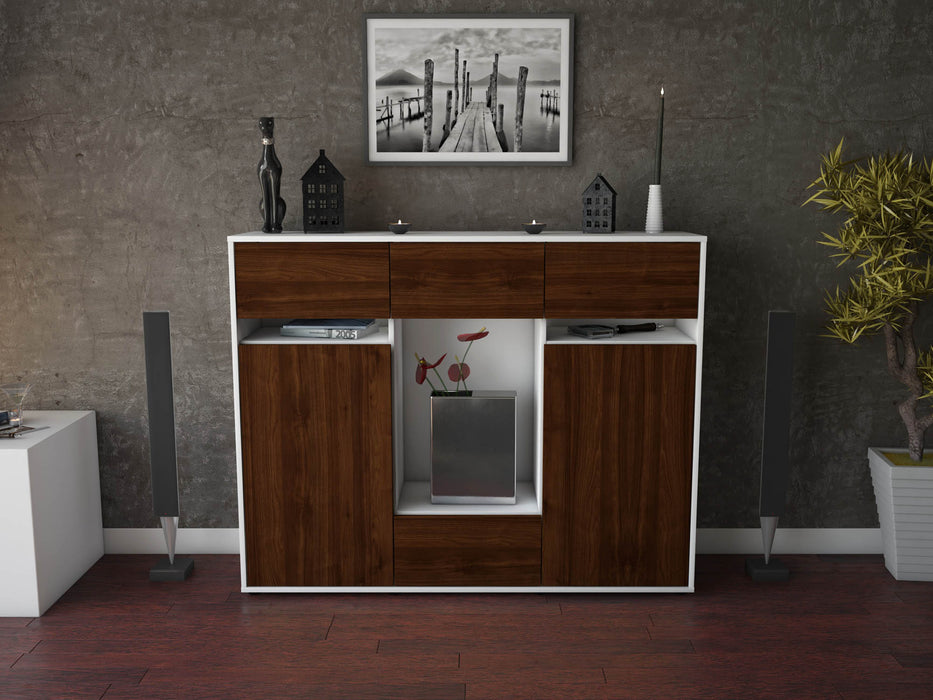 Highboard Nadia, Walnuss Front (136x108x35cm) - Dekati GmbH