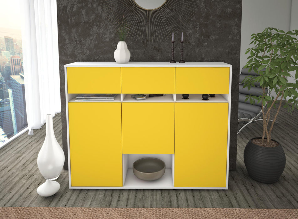 Highboard Natalie, Gelb Front (136x108x35cm) - Dekati GmbH