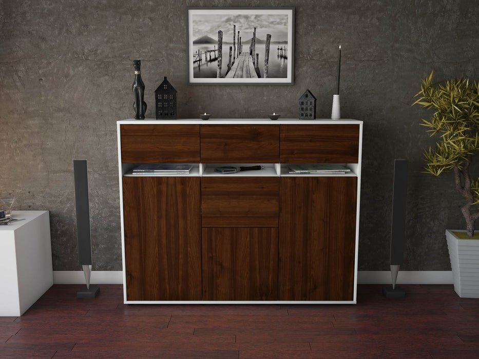 Highboard Neda, Walnuss Front (136x108x35cm) - Dekati GmbH