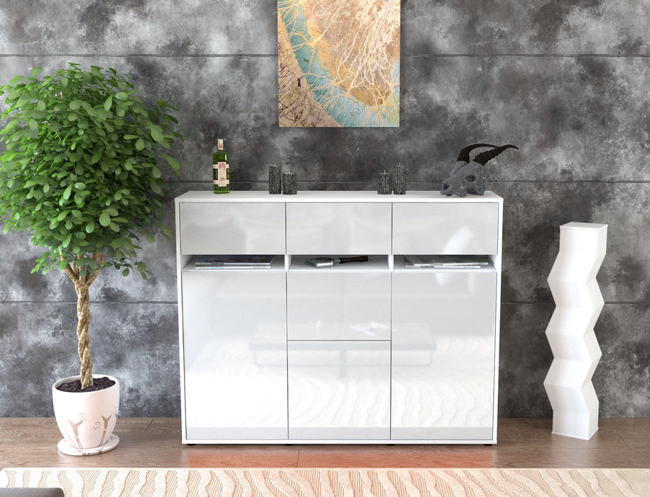 Highboard Neda, Weiß Front (136x108x35cm) - Dekati GmbH