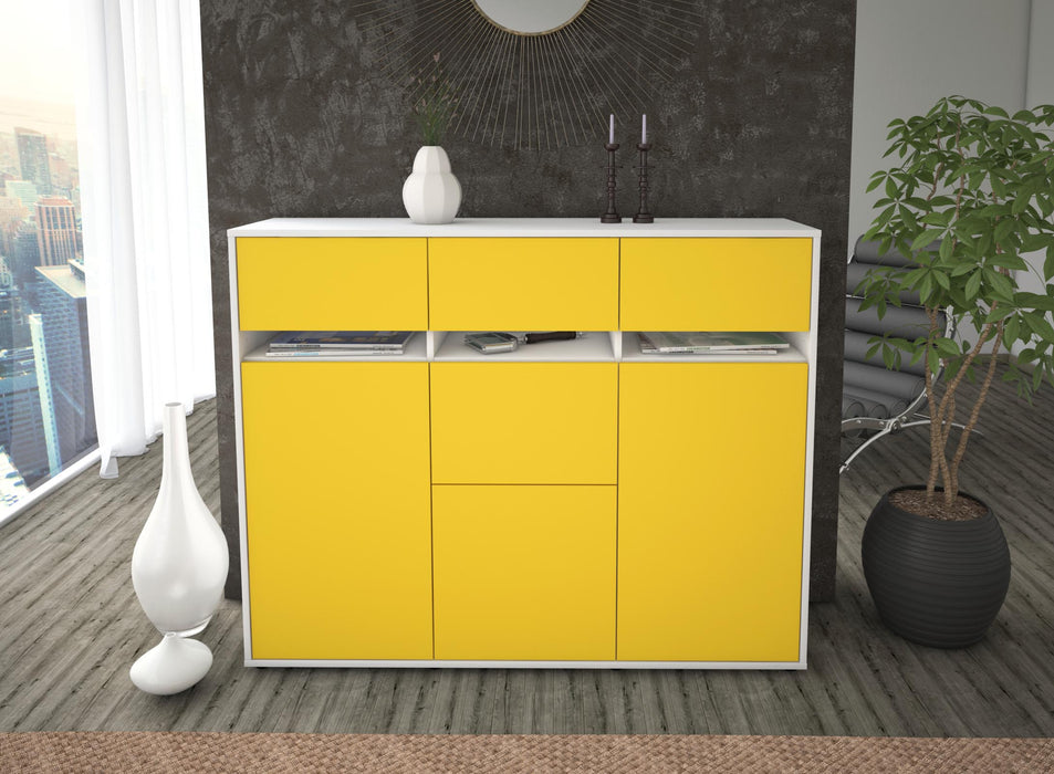 Highboard Neda, Gelb Front (136x108x35cm) - Dekati GmbH