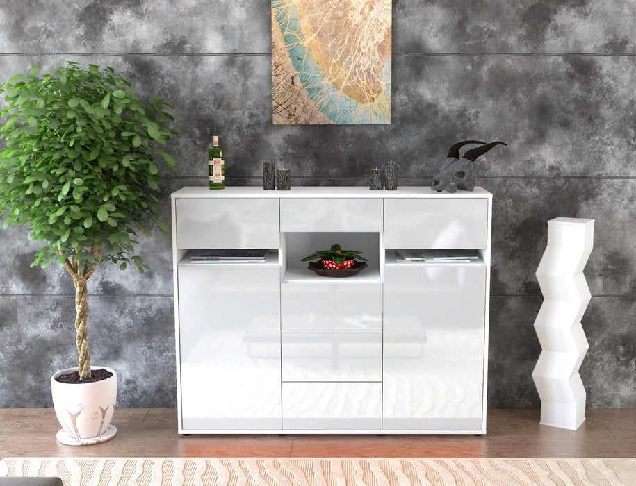 Highboard Nella, Weiß Front (136x108x35cm) - Dekati GmbH