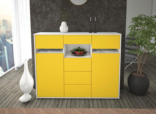 Highboard Nella, Gelb Front (136x108x35cm) - Dekati GmbH