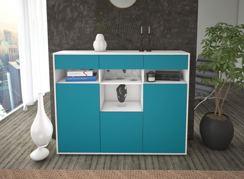 Highboard Nicole, Türkis Front (136x108x35cm) - Dekati GmbH