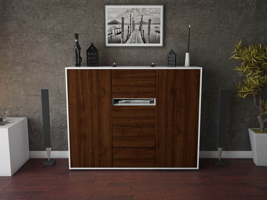 Highboard Nikola, Walnuss Front (136x108x35cm) - Dekati GmbH