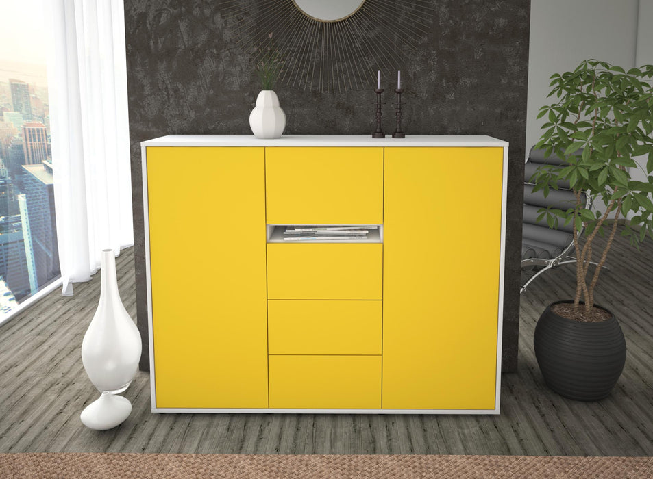 Highboard Nikola, Gelb Front (136x108x35cm) - Dekati GmbH