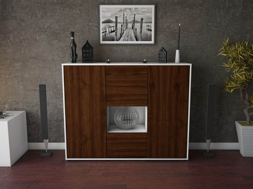 Highboard Nikolina, Walnuss Front (136x108x35cm) - Dekati GmbH