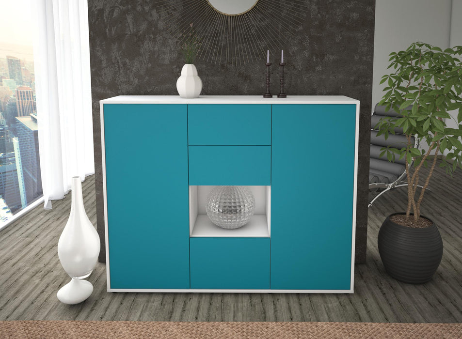 Highboard Nikolina, Türkis Front (136x108x35cm) - Dekati GmbH