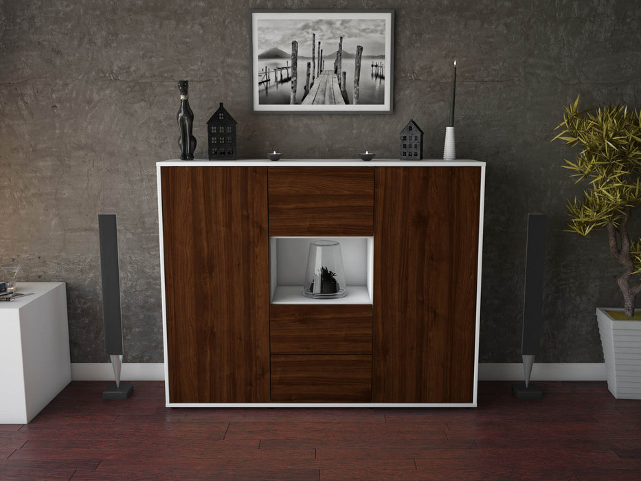 Highboard Nila, Walnuss Front (136x108x35cm) - Dekati GmbH