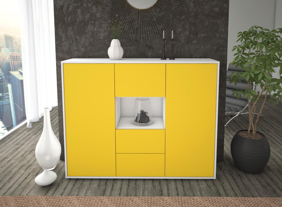 Highboard Nila, Gelb Front (136x108x35cm) - Dekati GmbH