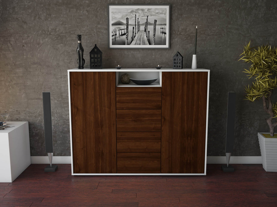 Highboard Nives, Walnuss Front (136x108x35cm) - Dekati GmbH