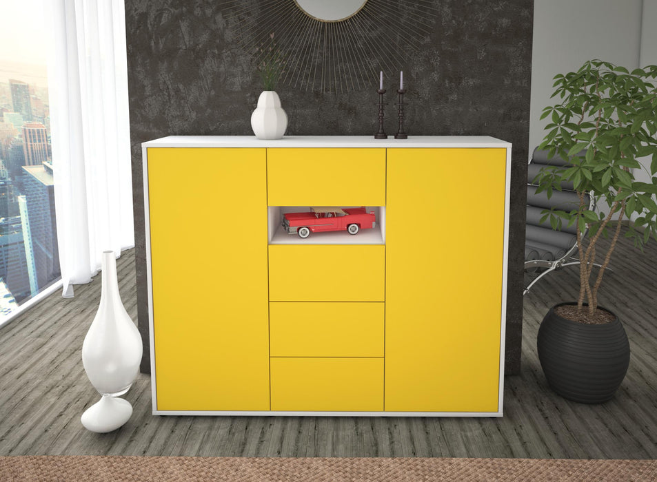 Highboard Noe, Gelb Front (136x108x35cm) - Dekati GmbH