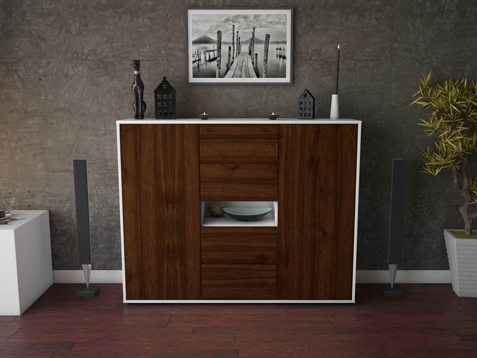 Highboard Noelia, Walnuss Front (136x108x35cm) - Dekati GmbH