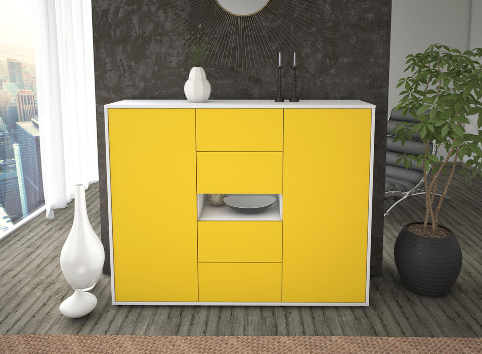 Highboard Noelia, Gelb Front (136x108x35cm) - Dekati GmbH