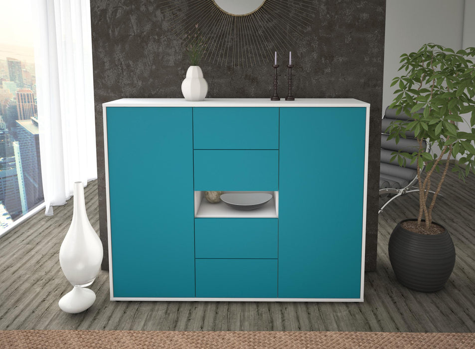 Highboard Noelia, Türkis Front (136x108x35cm) - Dekati GmbH