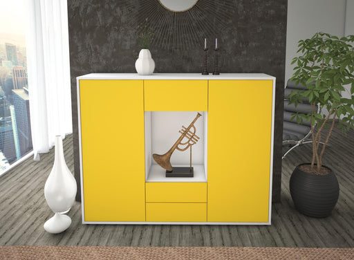 Highboard Norina, Gelb Front (136x108x35cm) - Dekati GmbH