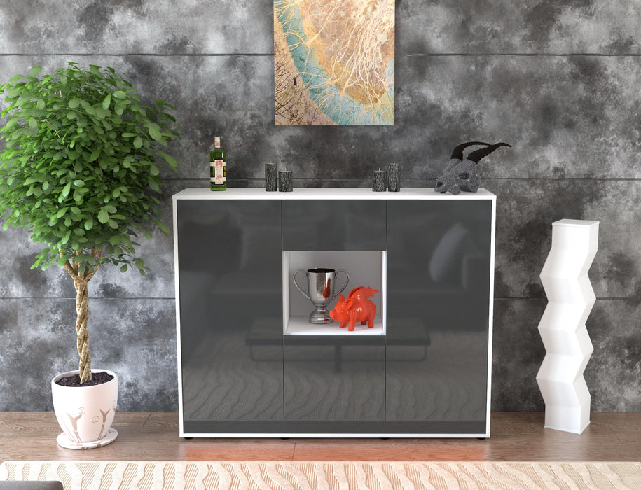 Highboard Nuria, Grau Front (136x108x35cm) - Dekati GmbH