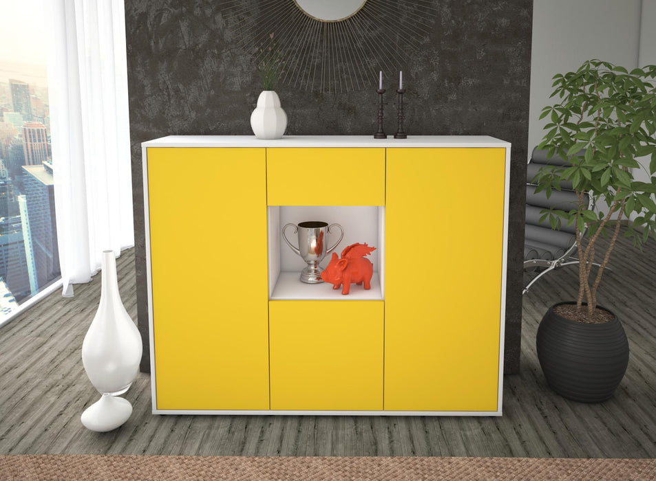 Highboard Nuria, Gelb Front (136x108x35cm) - Dekati GmbH