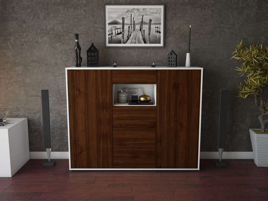 Highboard Ornella, Walnuss Front (136x108x35cm) - Dekati GmbH