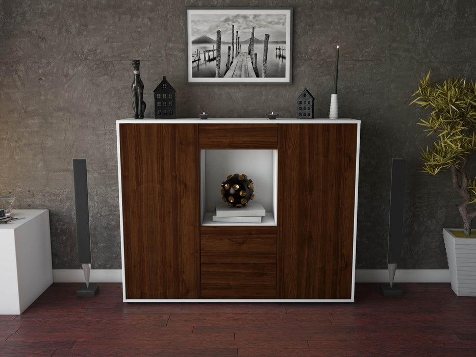 Highboard Ortensia, Walnuss Front (136x108x35cm) - Dekati GmbH