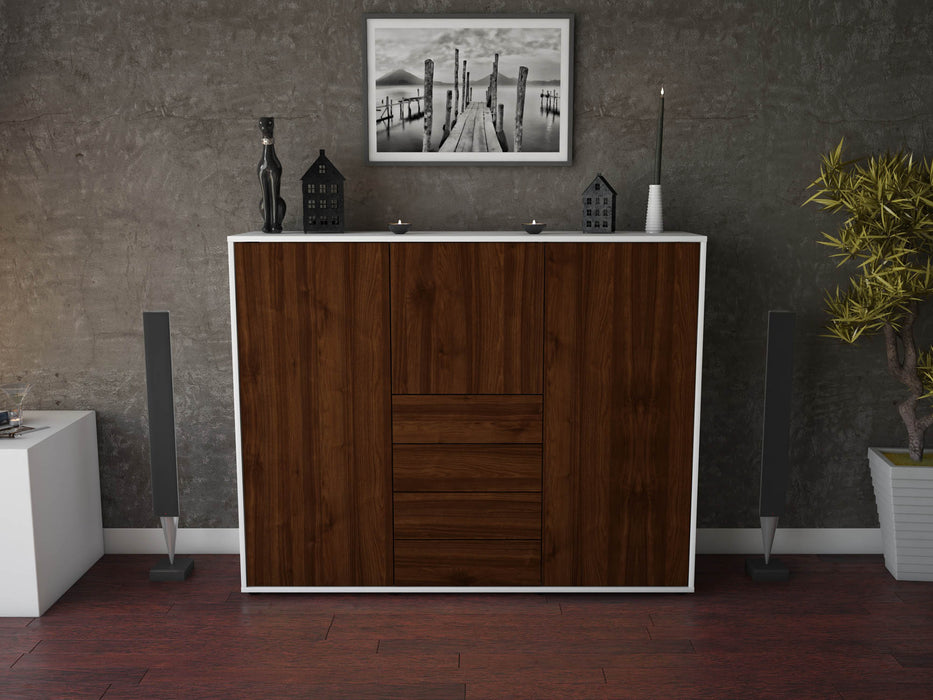 Highboard Pasquale, Walnuss Front (136x108x35cm) - Dekati GmbH