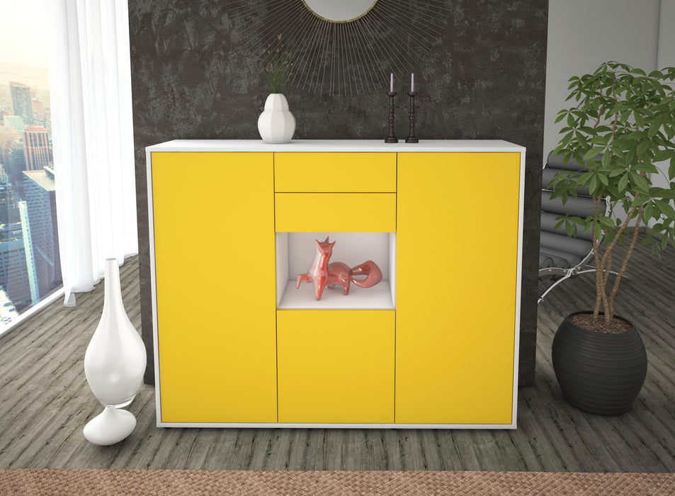 Highboard Penelope, Gelb Front (136x108x35cm) - Dekati GmbH