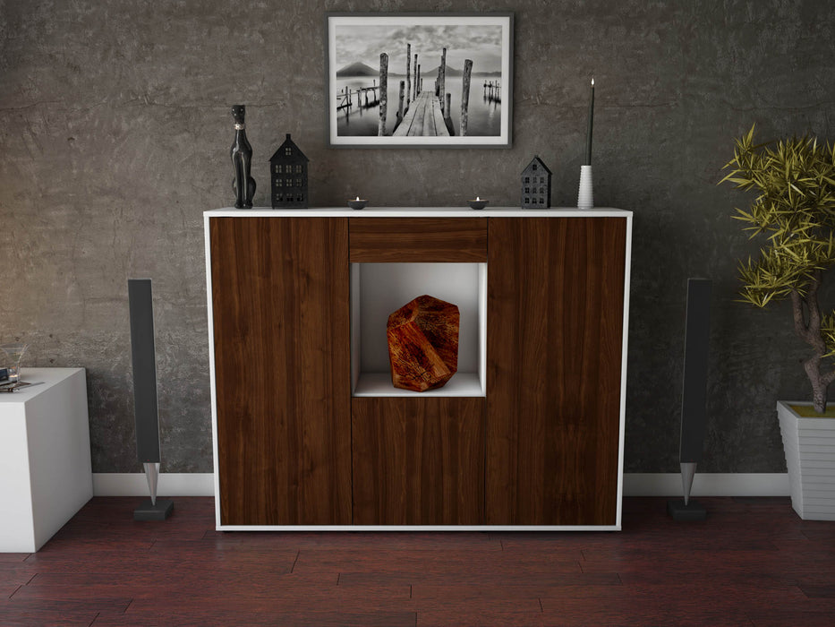 Highboard Peppina, Walnuss Front (136x108x35cm) - Dekati GmbH